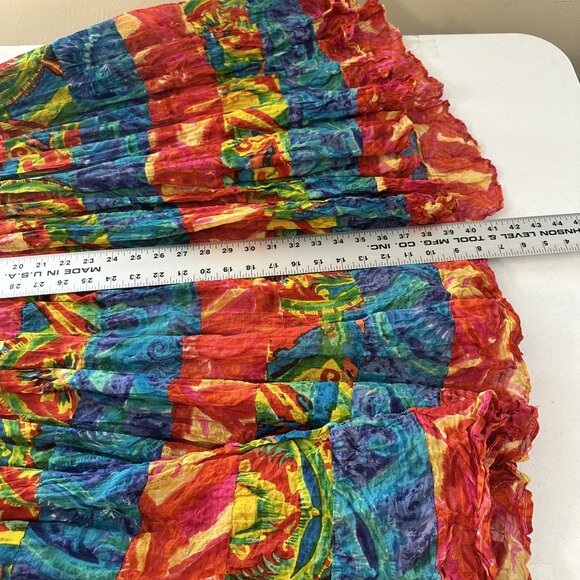 Vtg Phool Multicolor Sundress Full Button Front Cotton Midi Dress Tiered Medium - Picture 6 of 8